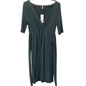 Mother Bee Hunter Green Super Soft Maternity Dress Women's Size Medium Indie NWT